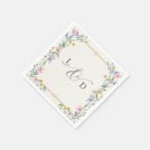 Landgarten-Wildblumen-Blumen-Monogramm-Hochzeit Serviette (Ecke)