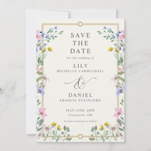 Landgarten-Wildblumen-Hochzeit Save The Date (Vorderseite)