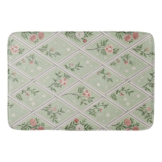 Landgrün antike Blume  Badematte (Vorderseite)