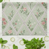 Landgrün Vintage Blume  Geschirrtuch (Gefaltet)