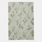 Landgrün Vintage Blume  Geschirrtuch (Vertikal)