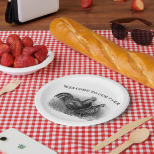 Landhahn und -huhn irgendeine Zweckplatte Pappteller