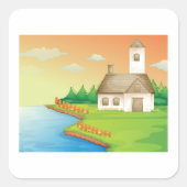 Landhaus am See Quadratischer Aufkleber (Vorderseite)