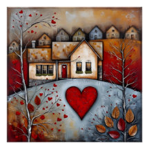 Landhaus auf dem Hügel Grunge Ai Art