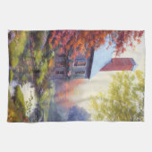 Landhaus/Bach/Wald/Gemälde Geschirrtuch (Horizontal)
