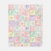 Landhaus-Blumen-Patchwork-Gingham-Pastell Fleecedecke (Vorderseite)