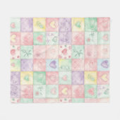 Landhaus-Blumen-Patchwork-Gingham-Pastell Fleecedecke (Vorderseite (Horizontal))