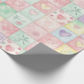 Landhaus-Blumen-Patchwork-Gingham-Pastell Geschenkpapier (Ecke)