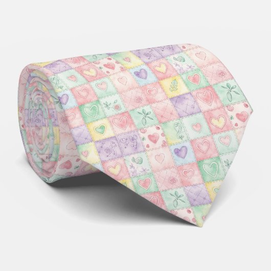 Landhaus-Blumen-Patchwork-Gingham-Pastell Krawatte (Gerollt)