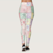 Landhaus-Blumen-Patchwork-Gingham-Pastell Leggings (Rückseite)