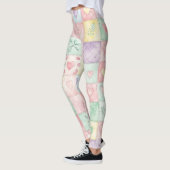 Landhaus-Blumen-Patchwork-Gingham-Pastell Leggings (Links)