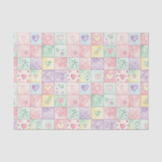 Landhaus-Blumen-Patchwork-Gingham-Pastell Seidenpapier (Vorderseite)