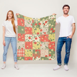Landhaus-Blumen-Patchwork-Muster Fleecedecke