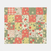 Landhaus-Blumen-Patchwork-Muster Fleecedecke (Vorderseite (Horizontal))