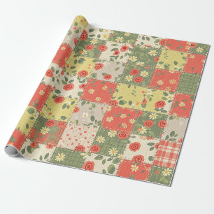 Landhaus-Blumen-Patchwork-Muster Geschenkpapier