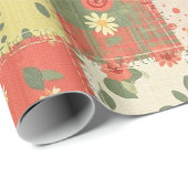 Landhaus-Blumen-Patchwork-Muster Geschenkpapier (Rolleneckpunkt)