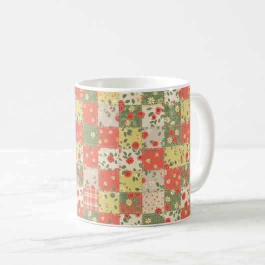 Landhaus-Blumen-Patchwork-Muster Kaffeetasse (VorderseiteRechts)