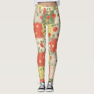 Landhaus-Blumen-Patchwork-Muster Leggings
