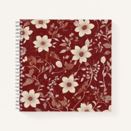 Landhaus-Blumenmuster in altem Rot Notizblock