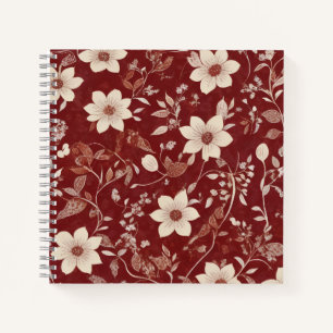 Landhaus-Blumenmuster in altem Rot Notizblock