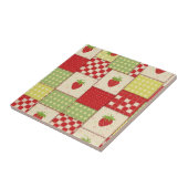 Landhaus-Erdbeer-Gingham-Blumenmuster Fliese (Seite)