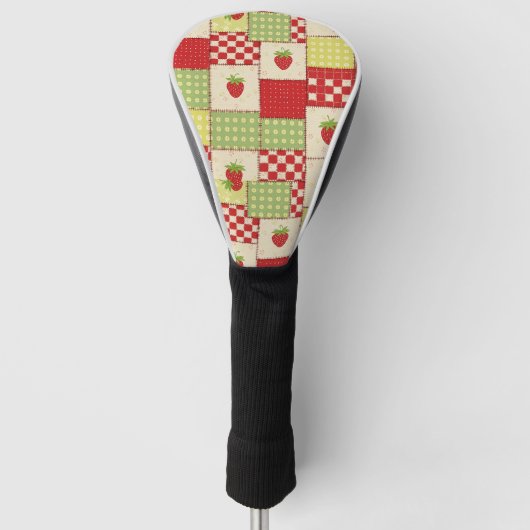 Landhaus-Erdbeer-Gingham-Blumenmuster Golf Headcover (Vorderseite)