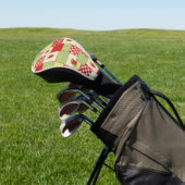Landhaus-Erdbeer-Gingham-Blumenmuster Golf Headcover (In SItu)
