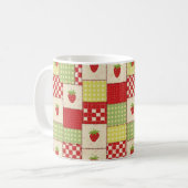 Landhaus-Erdbeer-Gingham-Blumenmuster Kaffeetasse (Vorderseite Links)