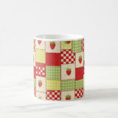 Landhaus-Erdbeer-Gingham-Blumenmuster Kaffeetasse (Mittel)