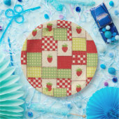 Landhaus-Erdbeer-Gingham-Blumenmuster Pappteller (Party)