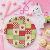 Landhaus-Erdbeer-Gingham-Blumenmuster Pappteller (Party)