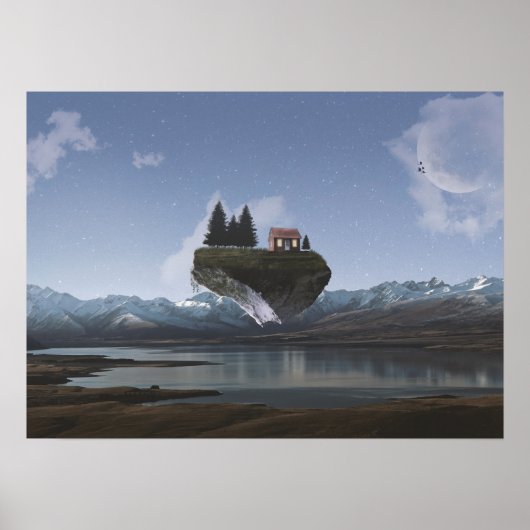 Landhaus, Fantasie Floating Land Poster (Vorne)