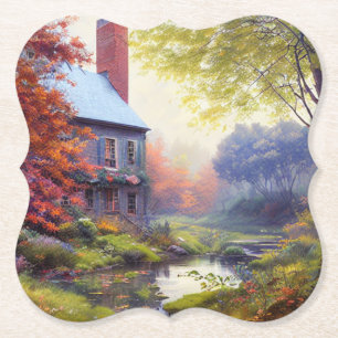Landhaus/Fluss/Wald/Gemälde  Untersetzer