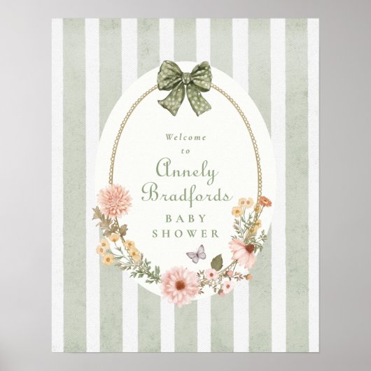 Landhaus-Gingham-Blumenmädchen-Willkommensschild Poster (Vorne)