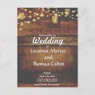 Landhaus-Glamour Einladung zur Hochzeit Rustikale  Postkarte