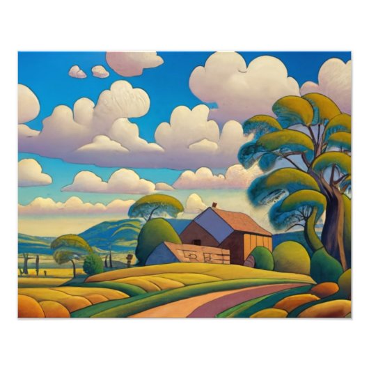 Landhaus in Golden Sunlight Fotodruck (Vorne)