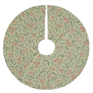 Landhaus-Land-Sage-Grün-Blattmuster Polyester Weihnachtsbaumdecke