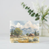 Landhaus Landschaft mit Bergblick Postkarte (Stehend Vorderseite)