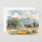 Landhaus Landschaft mit Bergblick Postkarte (Vorne/Hinten)