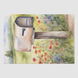 Landhaus: Mailboxen, Blume und Bauernhof Seidenpapier