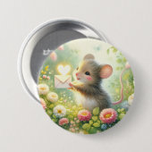 Landhaus-Maus-Liebesbrief-Wiese Button (Vorne & Hinten)