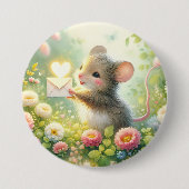 Landhaus-Maus-Liebesbrief-Wiese Button (Vorderseite)