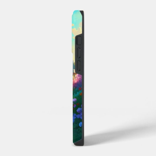 Landhaus mit Blume Garten iPhone Hülle (Linke Seite)