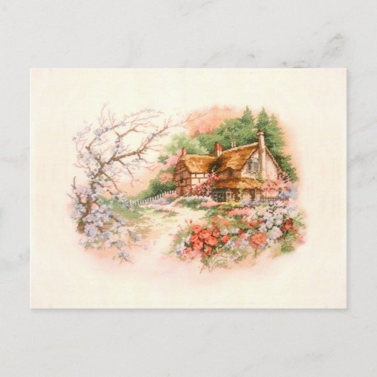 Landhaus mit Blumen Postkarte (Vorderseite)