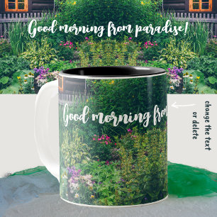 Landhaus mit bunten Gärten Zweifarbige Tasse
