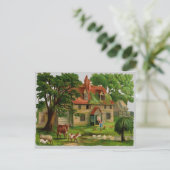 Landhaus mit Hühnern Postkarte (Stehend Vorderseite)