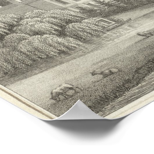 Landhaus mit See und Boote Poster (Ecke)