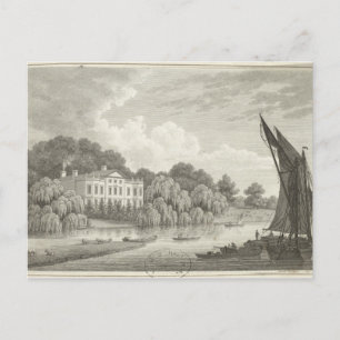 Landhaus mit See und Boote Postkarte