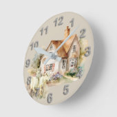 Landhaus mit Ziegenküche Runde Wanduhr (Winkel)