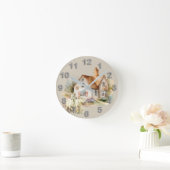 Landhaus mit Ziegenküche Runde Wanduhr (Zuhause)